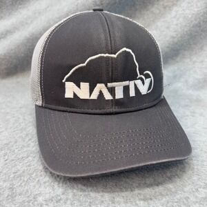 Nativ Logo Mens Charcoal Grey Nativ Trucker Hat Snapback Mesh Cap OSFM